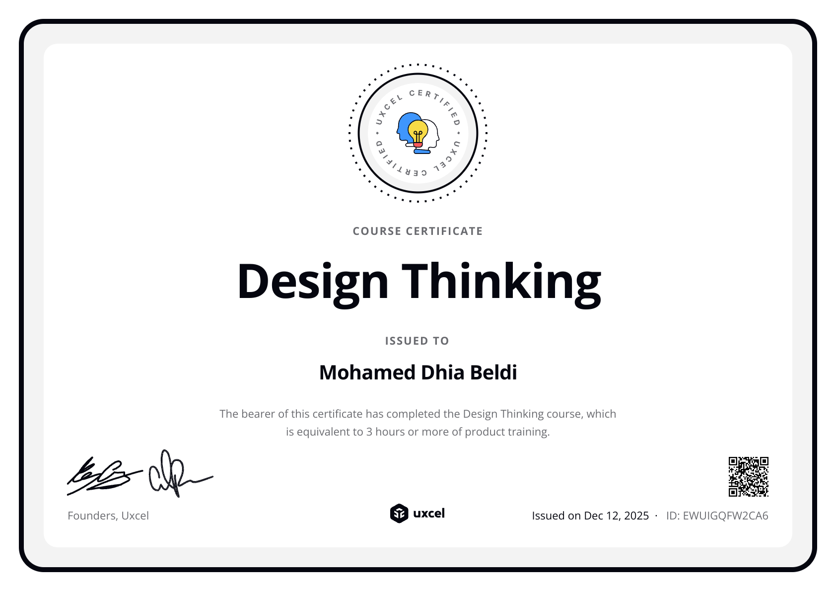 Mohamed Dhia Beldi's certificate